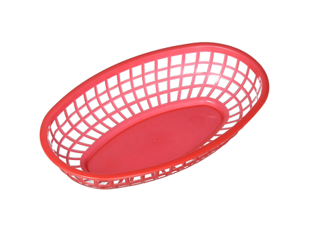 Basket Plastic Oval Red 24cm Hot on Sale