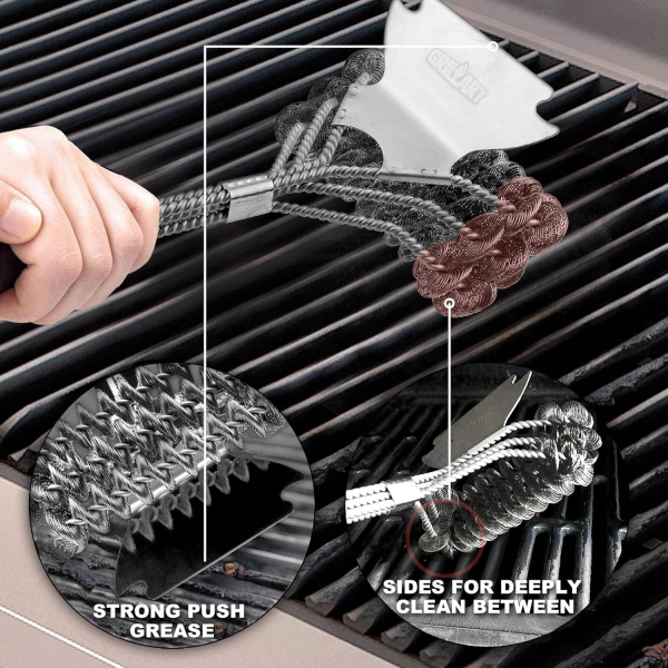 GRILLART Grill Brush and Scraper Bristle Free – Safe BBQ Brush for Grill – 18   Stainless Grill Grate Cleaner - Safe Grill Accessories for Porcelain Weber Gas Charcoal Grill – Gifts for Grill Wizard For Cheap