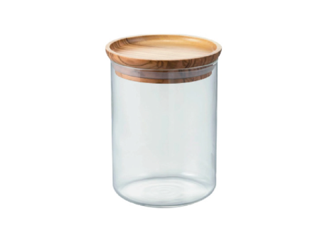 SIMPLY HARIO GLASS CANISTER 200G OLIVE WOOD Cheap