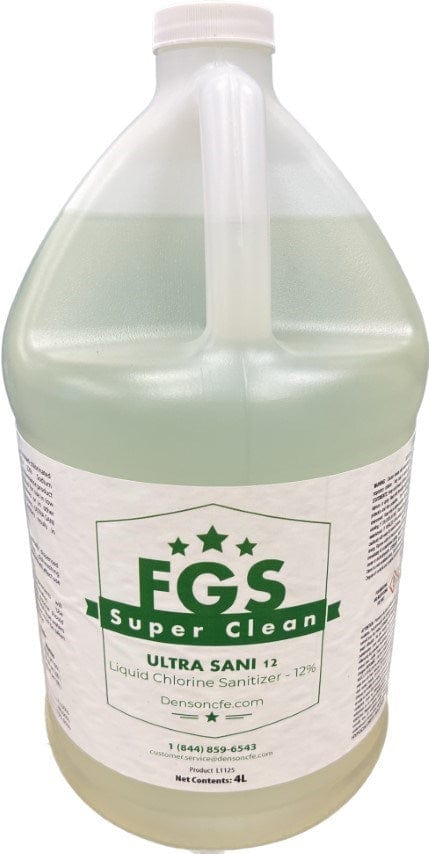 FGS Superclean L1125-016 CHLOROGUARD 12 (12% Sodium Hypochlorite Sanitizer) 4L - 4 x 4L Case | Denson CFE Online