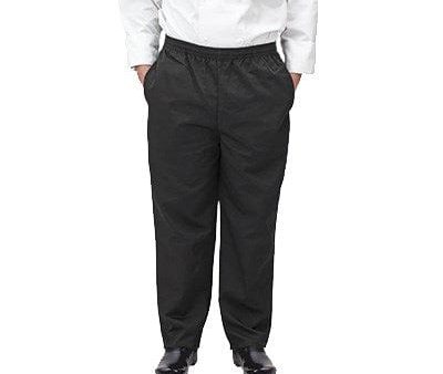 Winco UNF2KL SignatureChef Black Relaxed Fit Chef Pants Large | Denson CFE Cheap